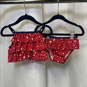 Crazy 8 Girls Two Piece Bikini Bathing Suit red white & blue stars 18-24m